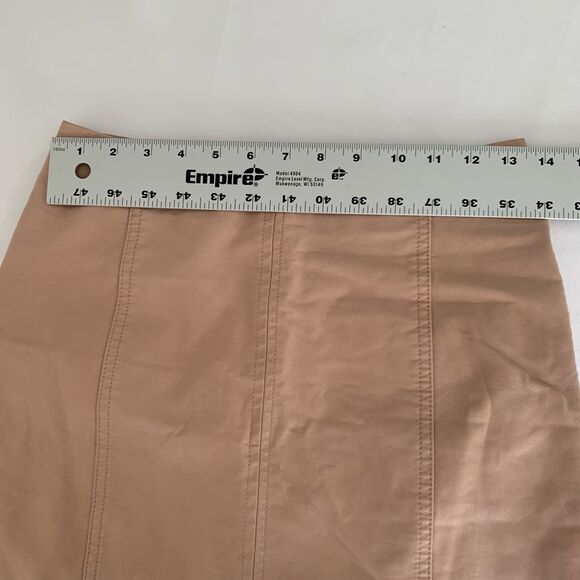 Free People Modern Femme Mini Skirt 2 Nude Blush Vegan Leather Preppy Edgy Boho - Picture 7 of 9